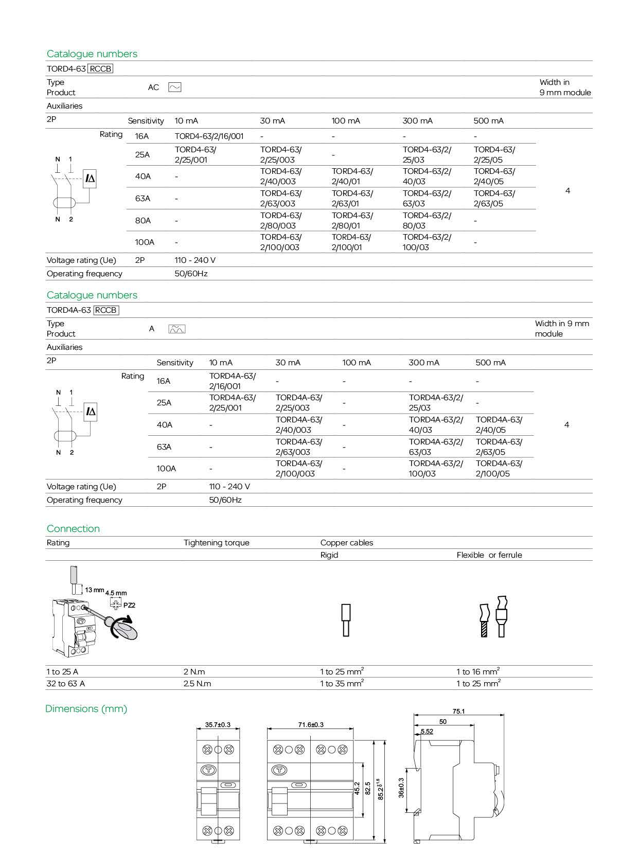 RCD RCCB tipo B dispersione di terra interruttore differenziale Evse 2P 4P  AC 40a 63a 30ma 100ma 300ma 10KA guida Din 230V TONGOU